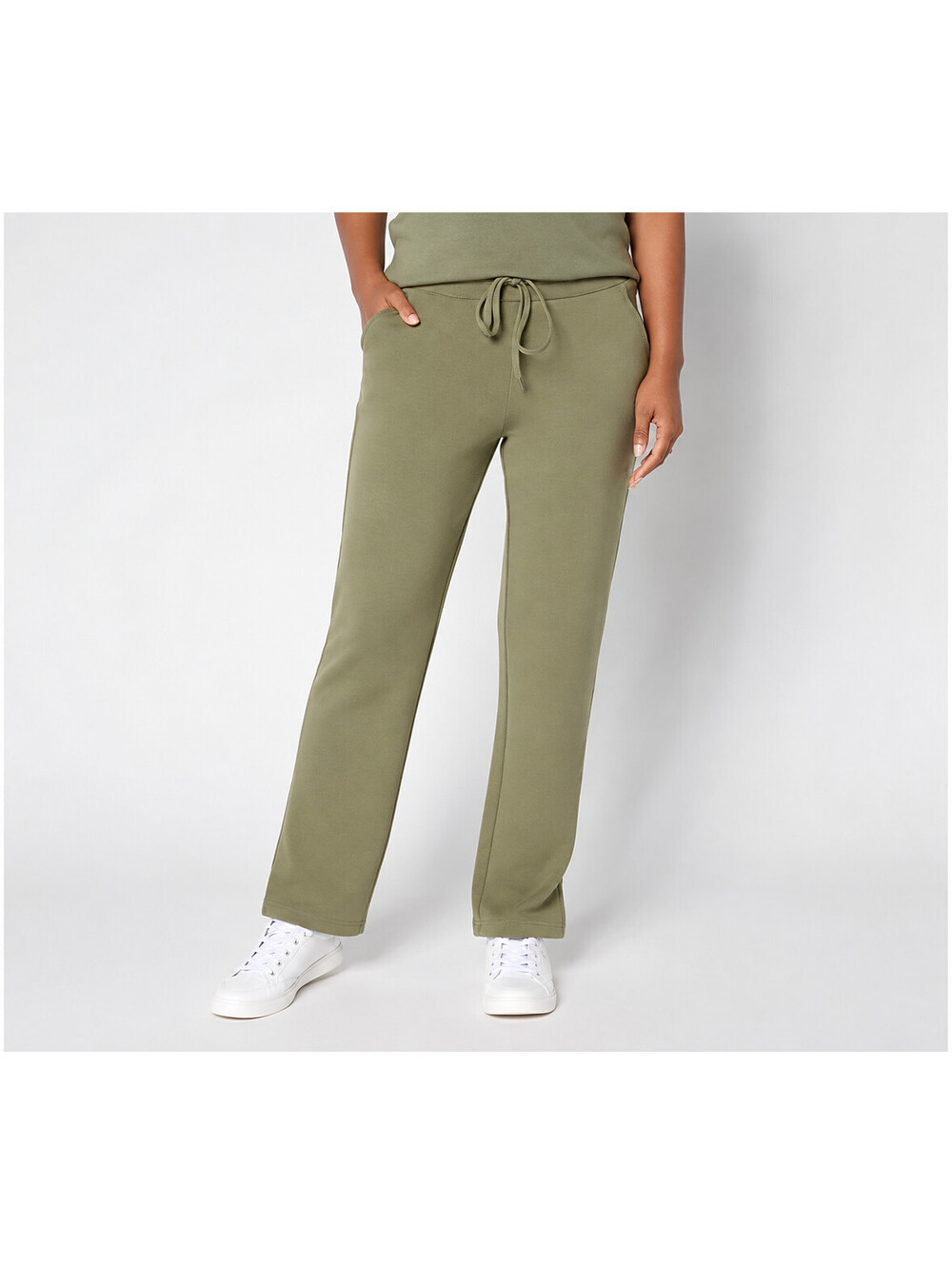 Belle by Kim Gravel ScubaLuxe Drawstring Waist Pants Tea Leaf, Size Petite 3X